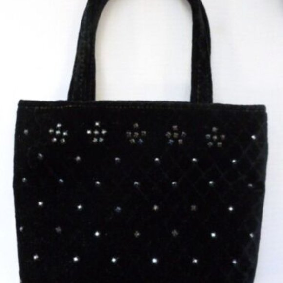 Isabella Fiore Black Set of 2 Velvet Sequins Small Coin Purse MINI BAG COSMETIC - Picture 3 of 11